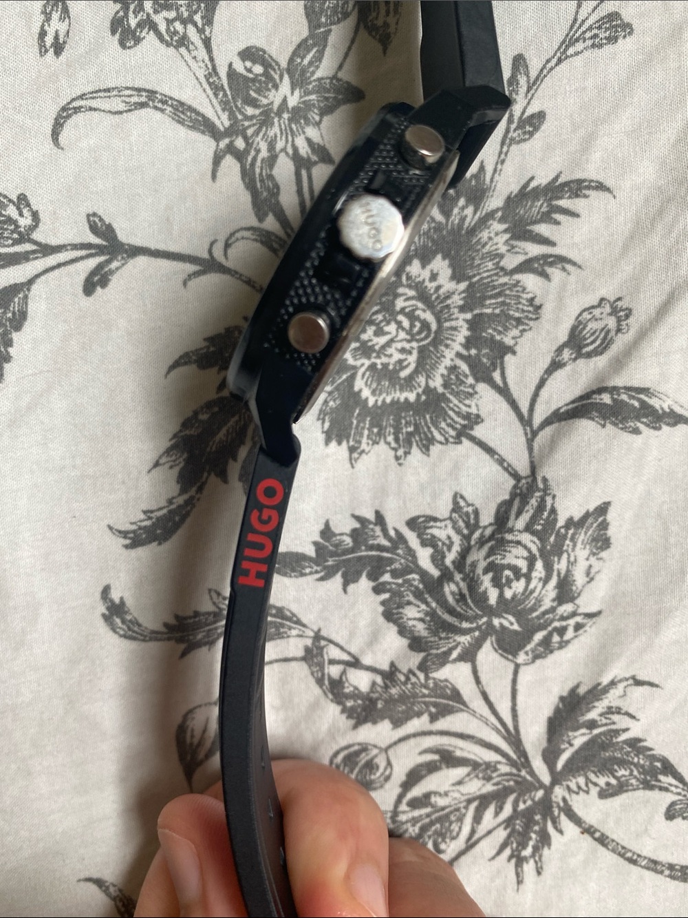 HUGO Black Watch with Red Accents and Black Silicone Strap - Picture 3 of 3